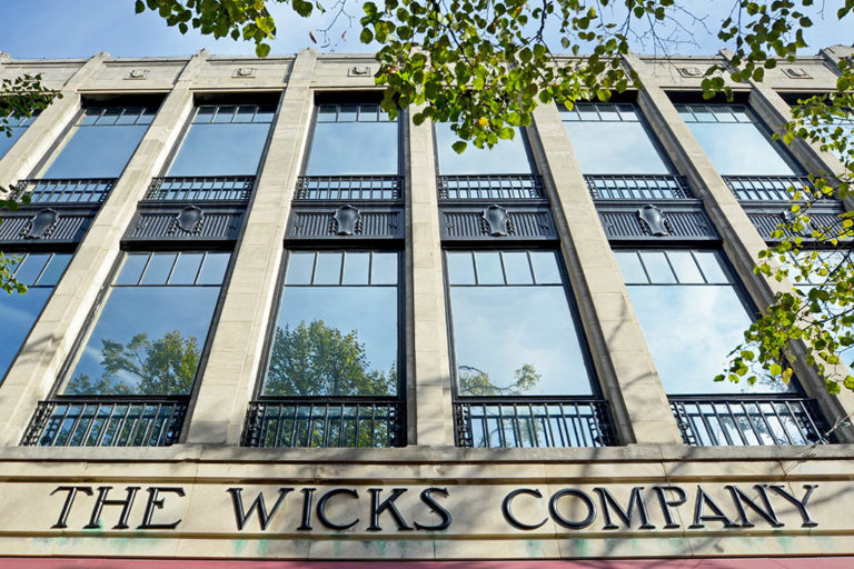 Close up of the renovated Wicks Building windows following the 2014 renovation.