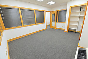 Fountain Square, Suite 230, first office is spacious and offers a storage closet.