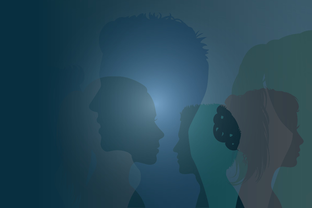 Silhouette of diverse people. 