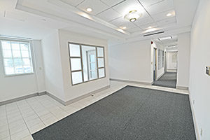 Showers, Suite 121, spacious reception area.
