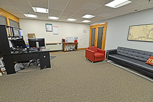 Fountain Square, Suite 236 C, offers a spacious open floor plan with carpeted flooring, LED lighting, and has two exits.